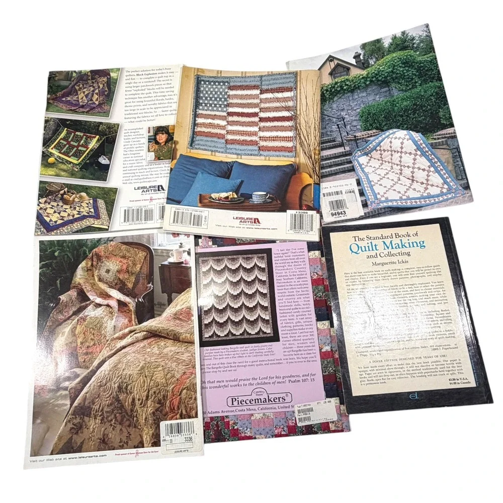 Leisure Arts Multicolor Quilt Pattern Book Lot Bargello Rag Irish Chain Craft